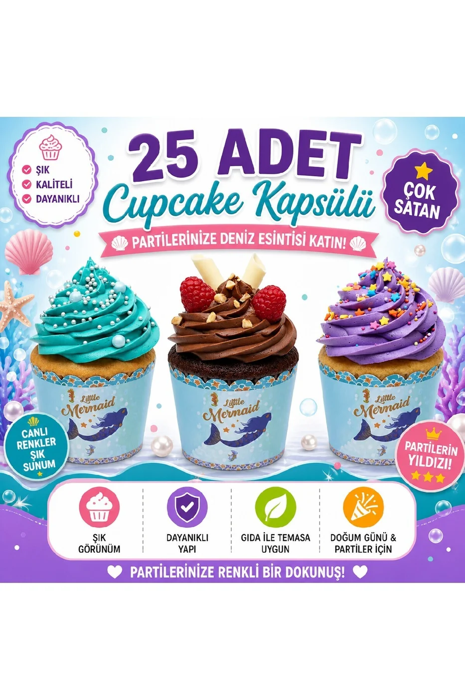Temalı Desenli Cupcake Kapsülü 25’li – Şık Parti Muffin Kağıdı