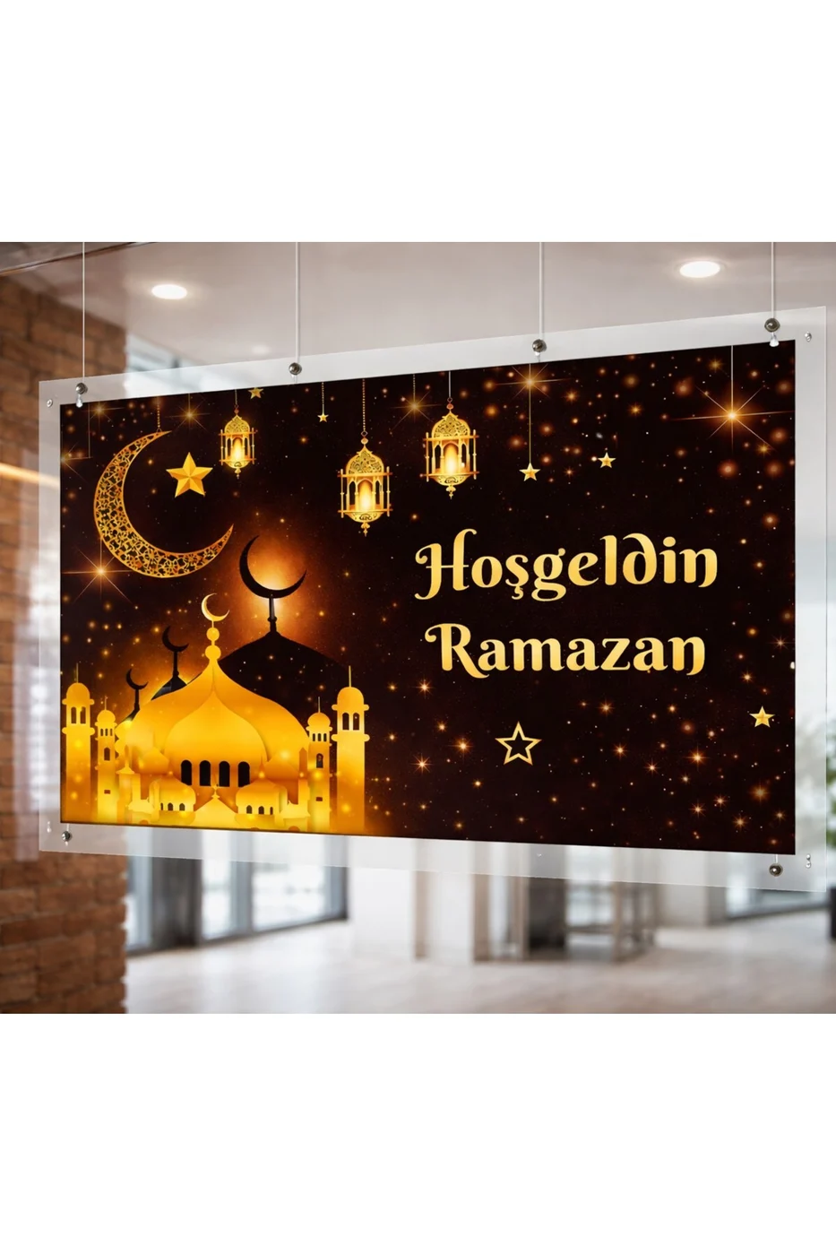 Hoşgeldin Ramazan Temalı Doğum Günü Afişi ArkaFonu 60x100 Vinil Branda Pankart Ramazan Afişi Süsü gorsel 2