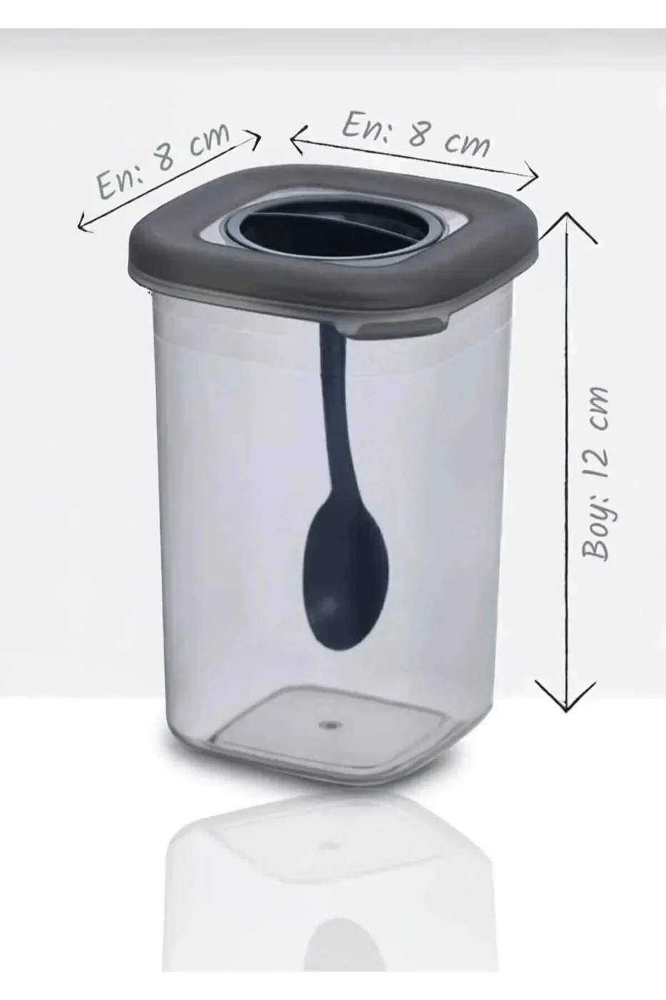 Etiketli 3'lü 450ml  Kendinden Kaşıklı Kilitlenebilir Kapaklı Baharatlık Seti gorsel 4