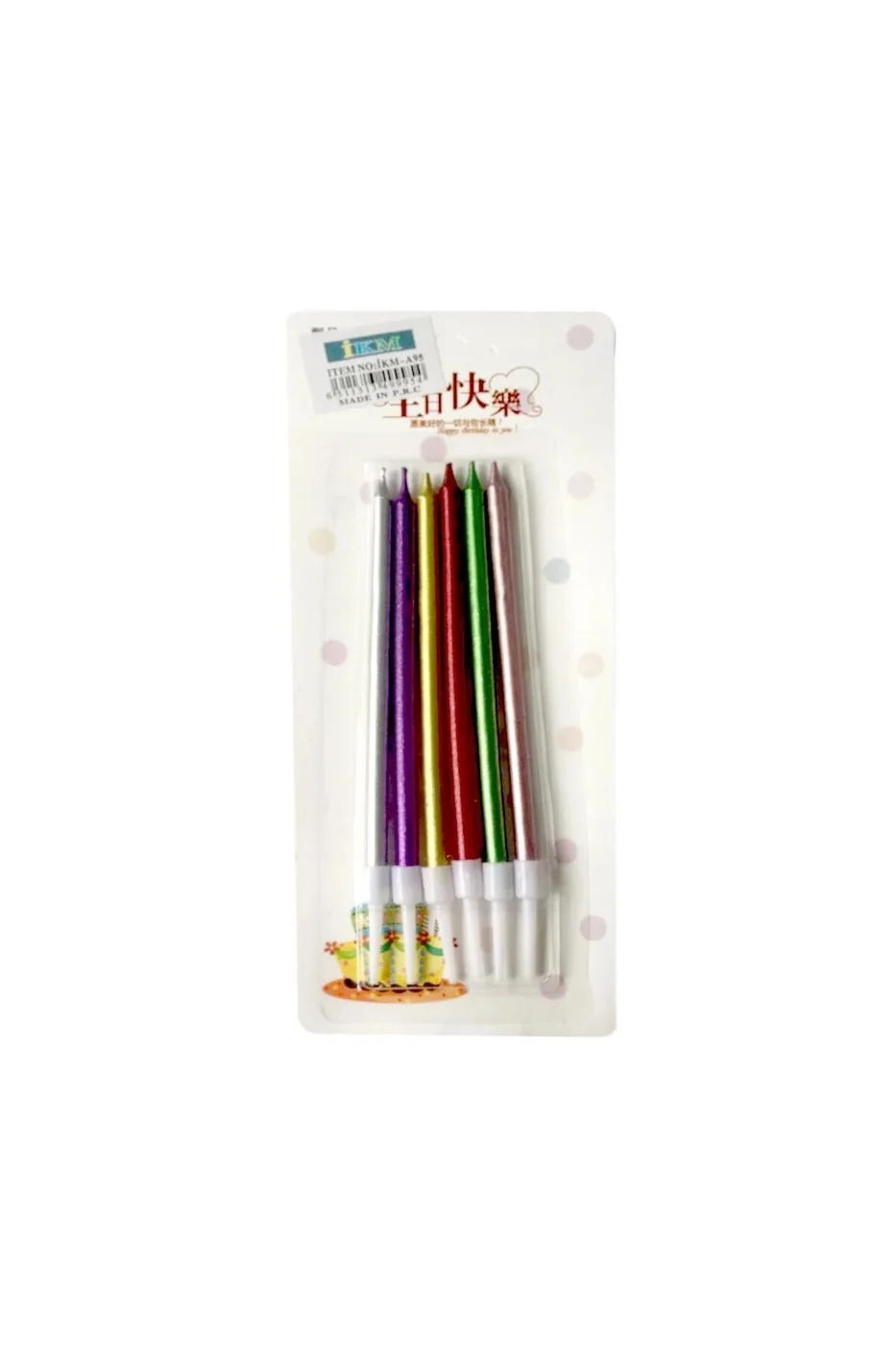 6 LI İNCE UZUN RENKLİ MUM 13CM