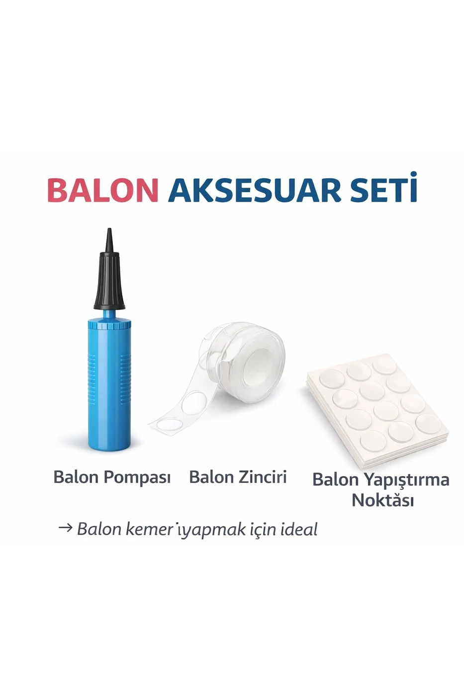 Balon Aksesuar Seti 3’lü – Balon Pompası + Balon Zinciri + Balon Yapıştırma Noktası gorsel 3