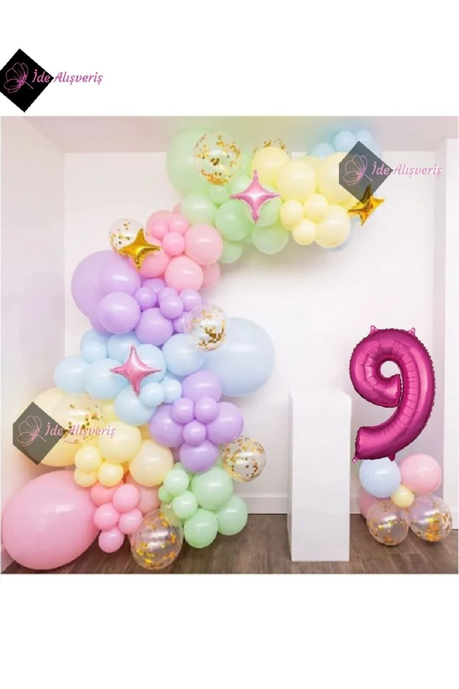 9 Yaş Pembe Kızlar Için Unicorn Doğum Günü Süslemeleri Ve Gökkuşağı Parti Malzemeleri.