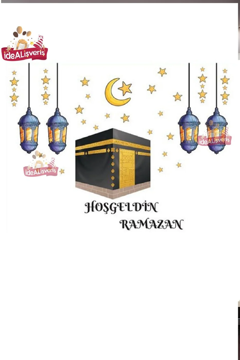 Kabe Ve Ramazan Figürleri Cam Duvar Ramazan Ayı Temalı Cam Duvar Sticker Seti Ramazan Süsleri gorsel 4