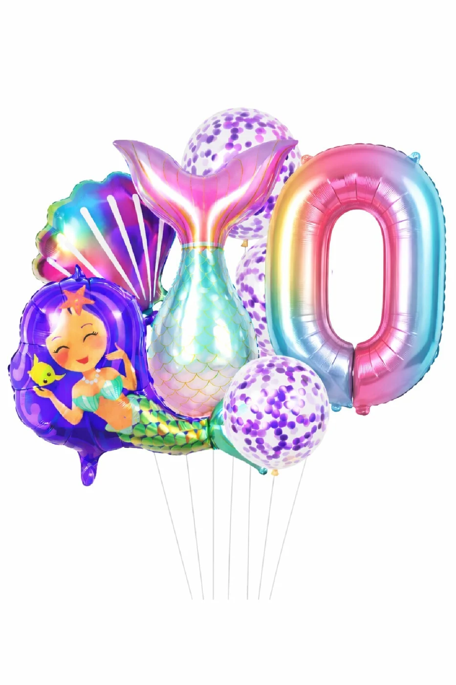 Deniz Kızı Kuyruğu Deniz Kabuğu Temalı Doğum Günü Balon Seti Konfeti Balon Parti Süsleri