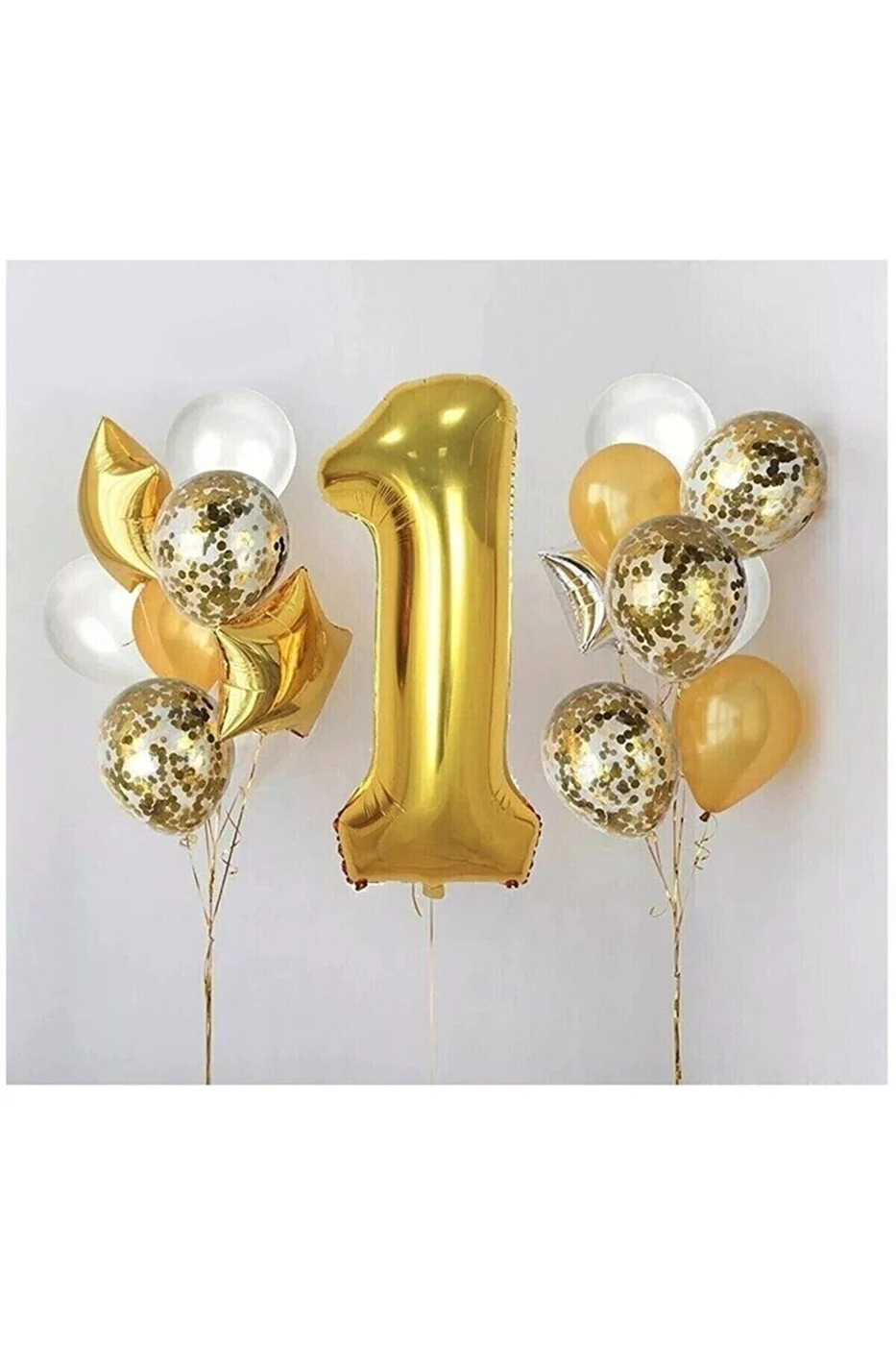 1 Yaş Gold Folyo Balon Şeffaf Balon Seti Doğum Günü Parti Seti