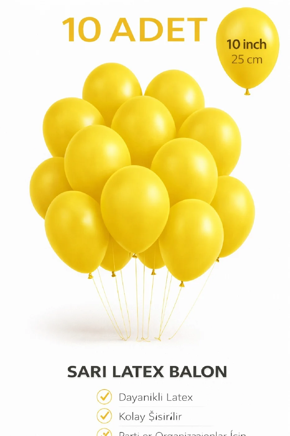 10 Adet Latex Balon 10 İnç Parti Balonu Doğum Günü Süsleme Balonu