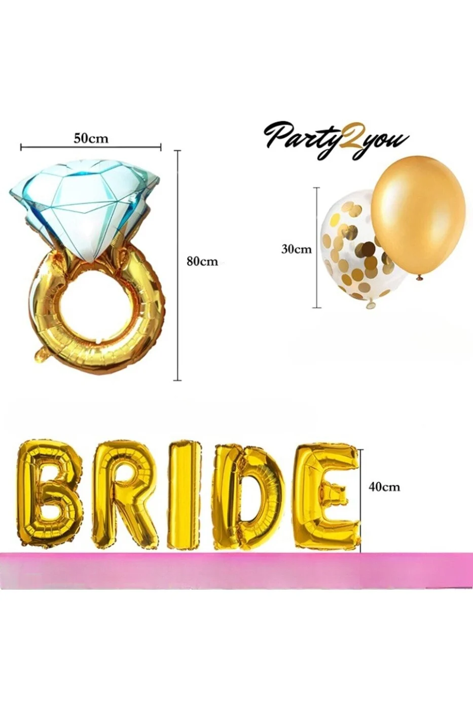 Bride To Be Bekarlığa Veda Partisi Balon Süsleme Gold- Bride To Be Parti Seti gorsel 3