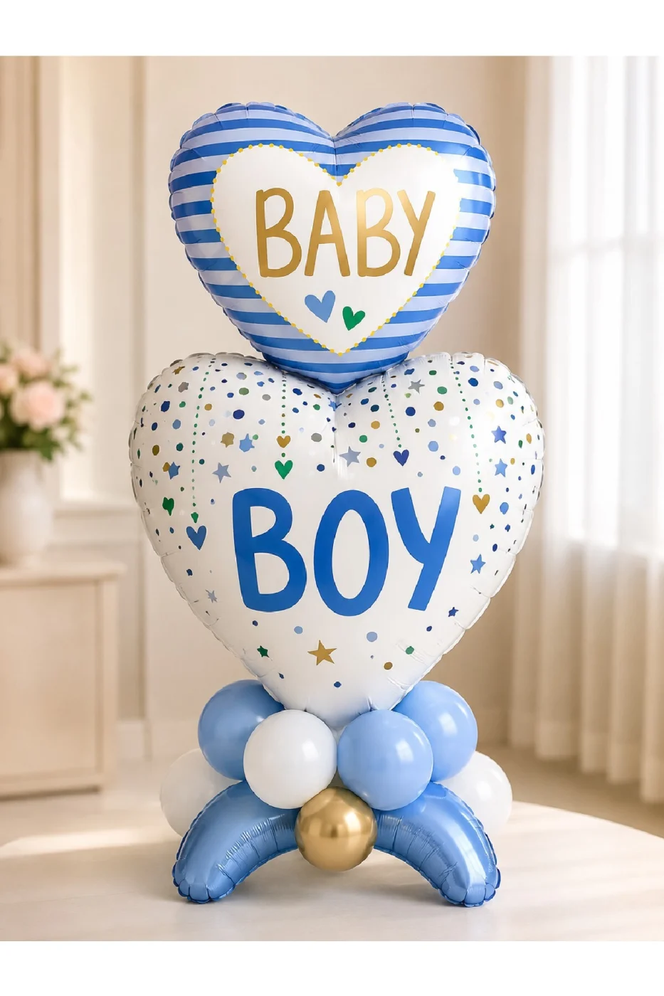 Baby Boy Hastane Odası Süsleme Seti - Balon Standlı Erkek Bebek Hastane Karşılama Dekorasyon Seti - 4'lü BABY Kutu, Balon Zinciri, Folyo Balon gorsel 5