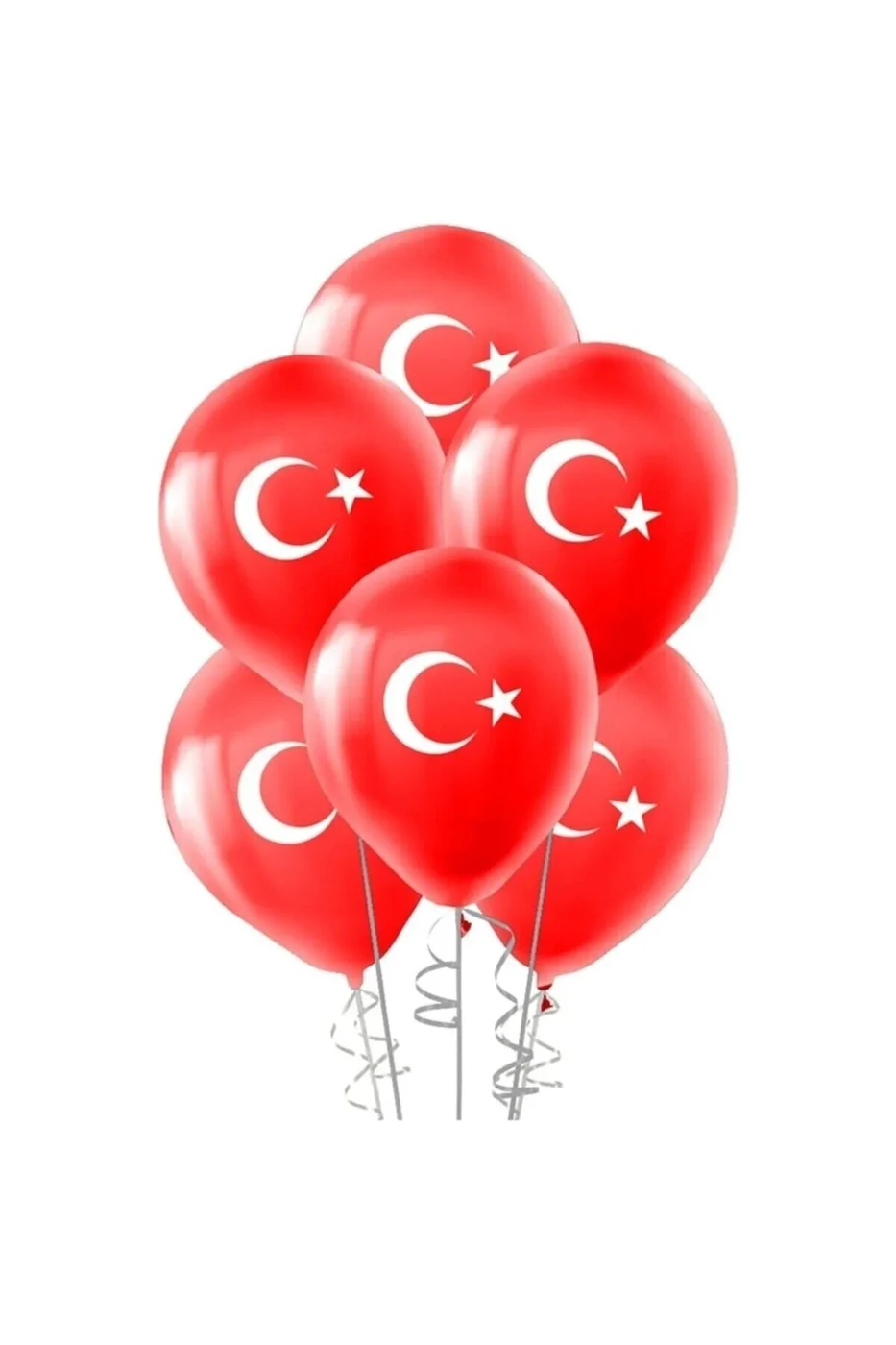 23 Nisan Türk Bayrağı Baskılı Ay Yıldız Kırmızı Beyaz Balon 12 Inç 30 Cm Milli Bayram Süsü 50 Adet gorsel 2