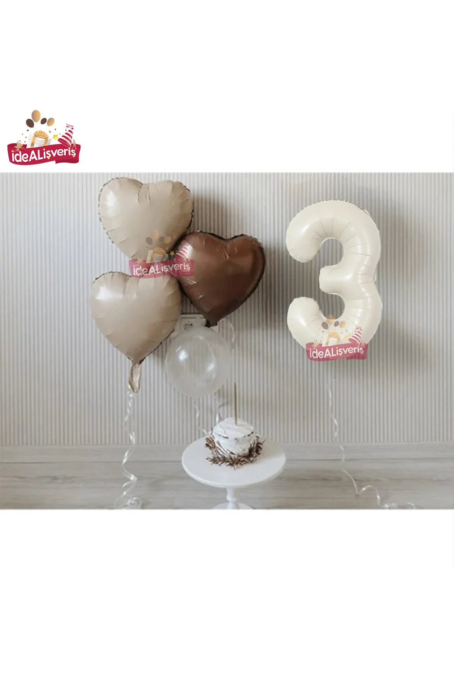3 Yaş Retro Renkler Krem Kahve Tonlar Balon Seti