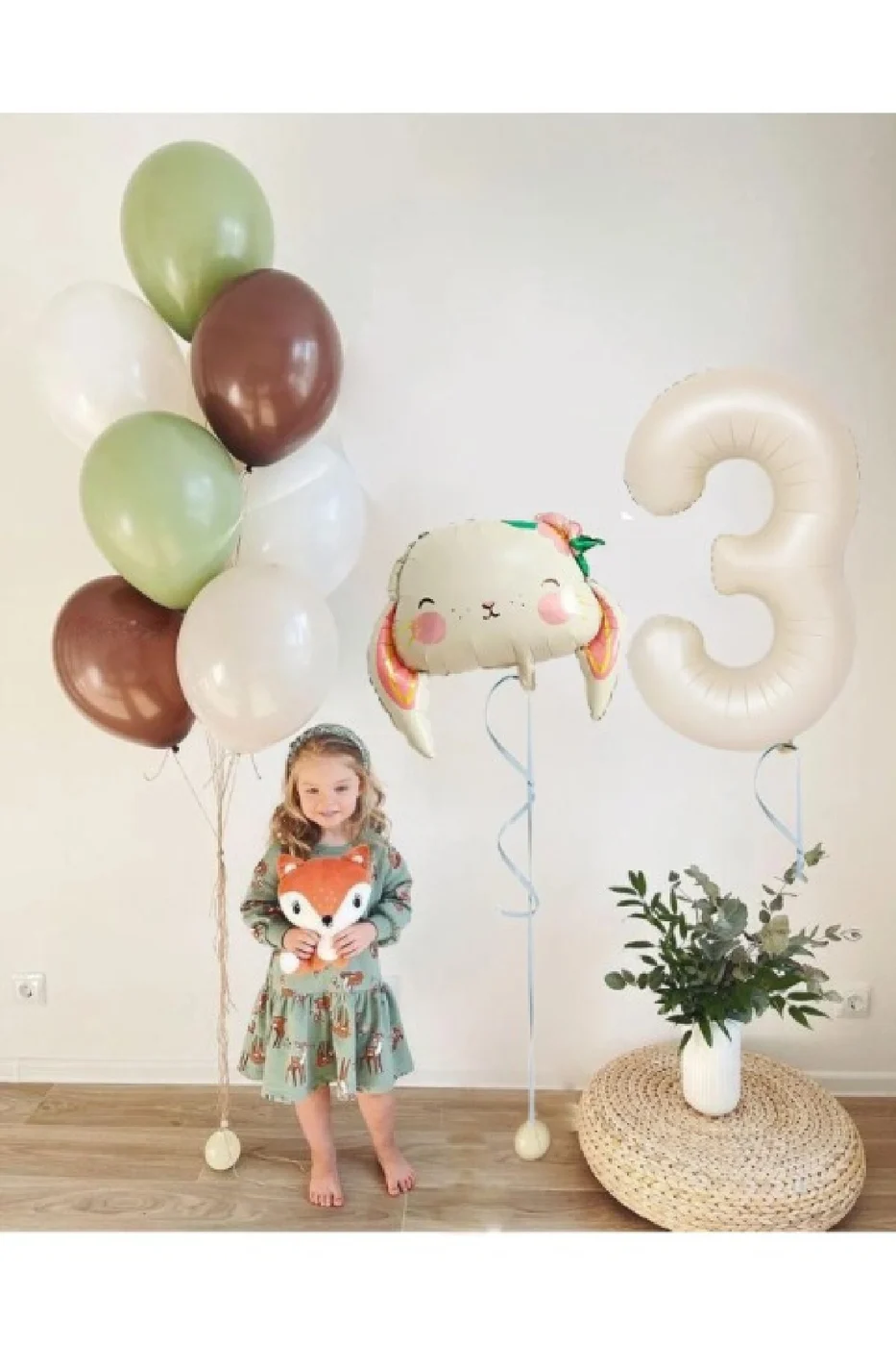 Süslü Tavşan Folyo Balon Zincir Seti Doğum Günü Retro Balon Seti