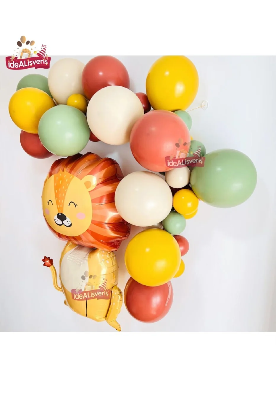Sevimli Aslan Folyo Balonlu Safari Süslemeleri, Orman Balon Kemeri Doğum Günü Parti Seti Süsü gorsel 4