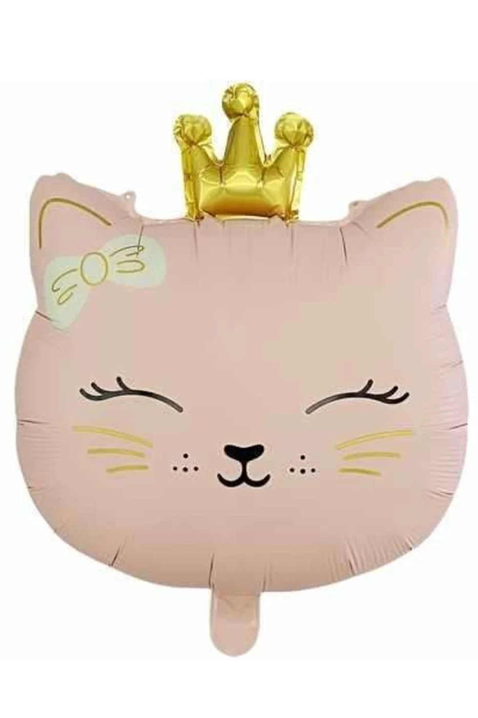 TAÇLI KEDİ KAFA PEMBE RENK FOLYO BALON gorsel 3