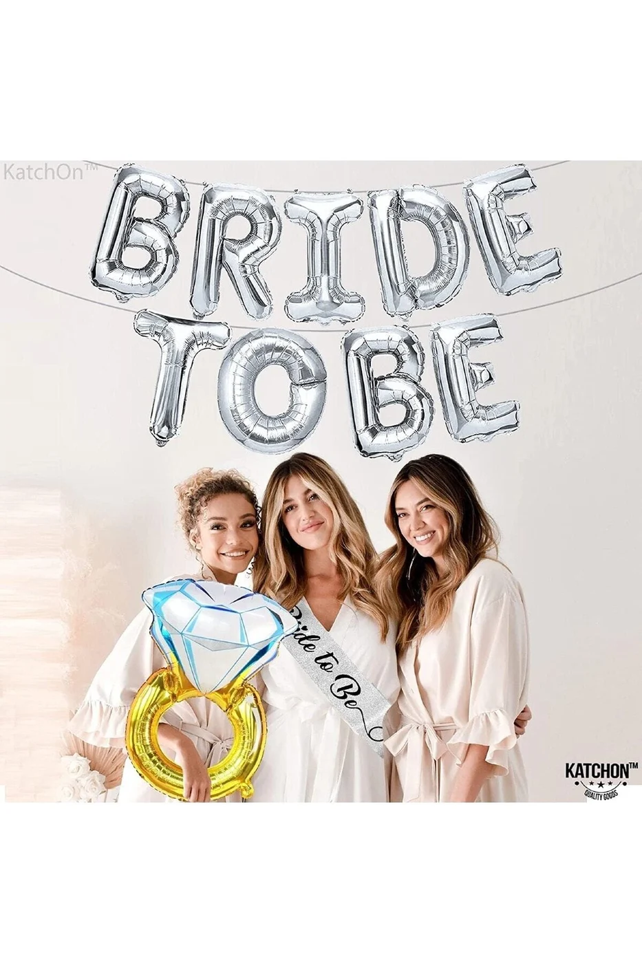 Gümüş Bride To Be Partisi Süslemeleri Bekarlığa Veda Partisi Süslemeleri Yüzük Folyo Kuşaklı gorsel 3