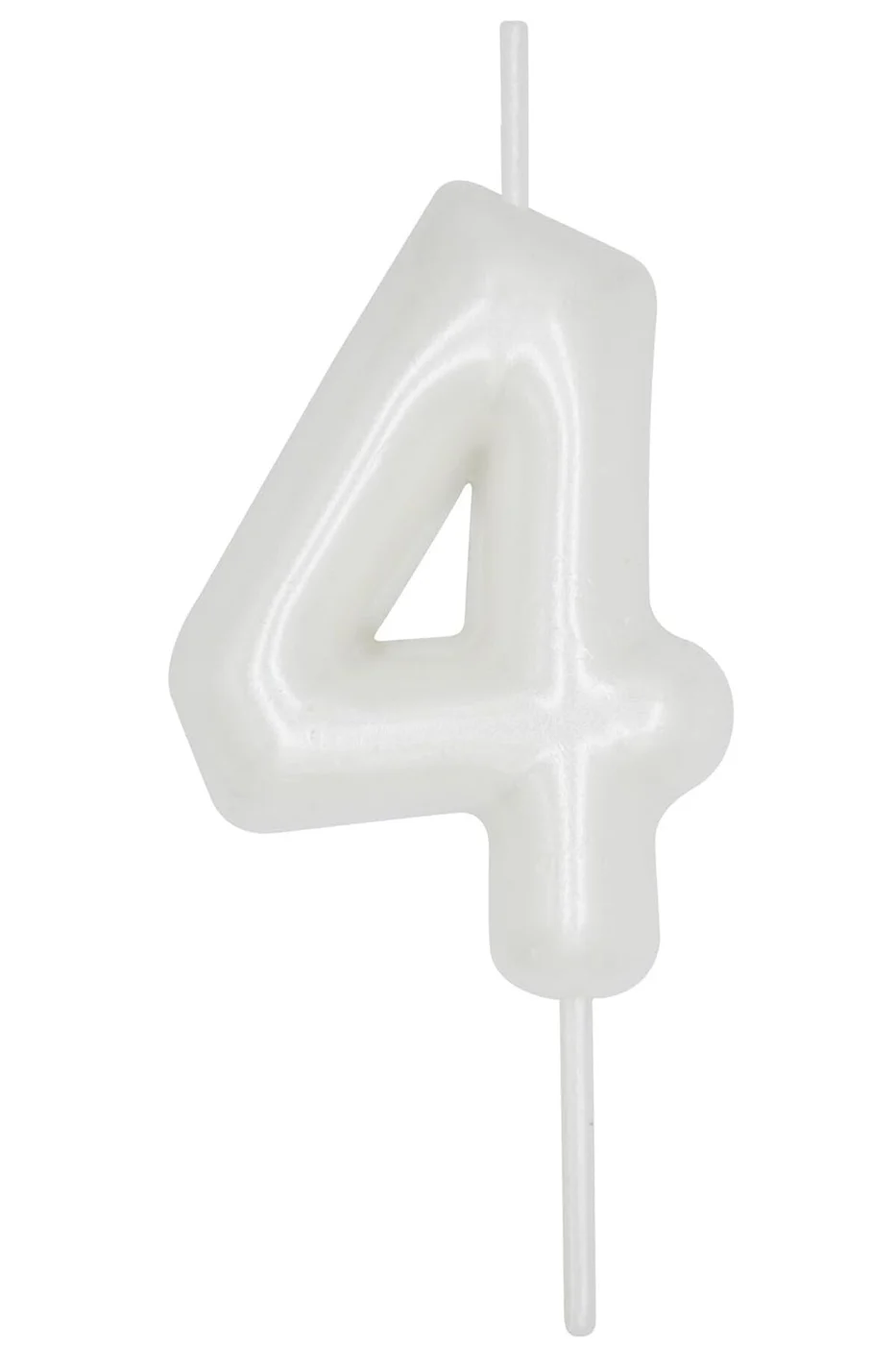 4 YAŞ PARLAK İNCİ BEYAZI ŞIK MUM 12 CM gorsel 4