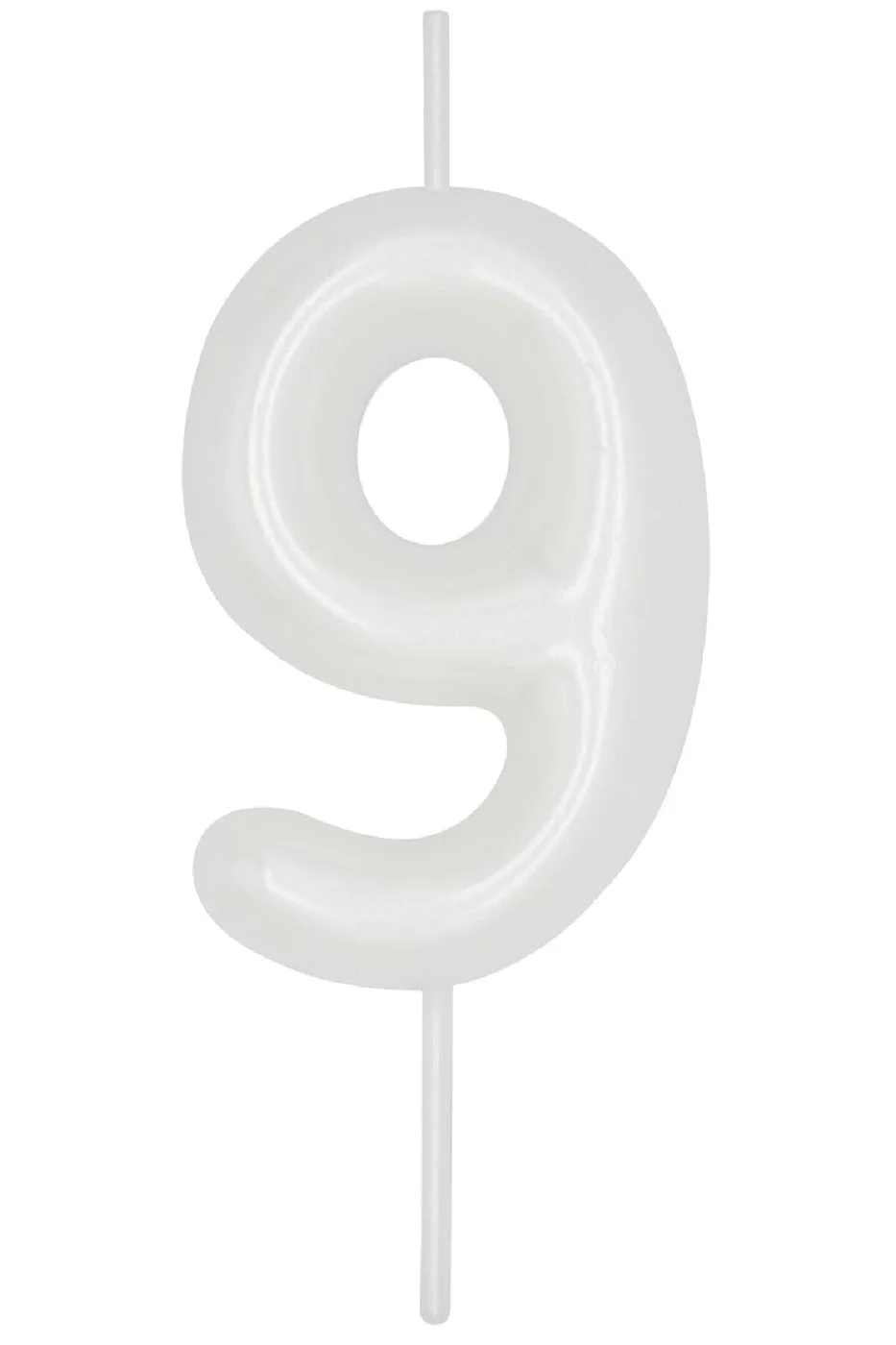 9 YAŞ PARLAK İNCİ BEYAZI ŞIK MUM 12 CM gorsel 4