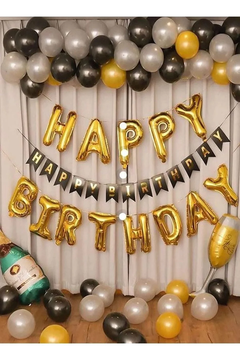 Happy Birthday Folyo Balon Banner Balon Seti gorsel 2