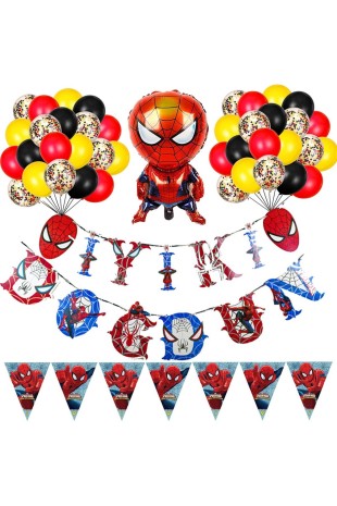 Bkmc Spiderman Lüks Uzar Yazılı Doğum Günü Süsü Doğum Günü Parti Balon Seti