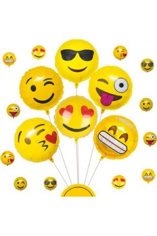 Bkmc 6 lı Folyo balon Emoji Folyo Balon Set 6 Adet