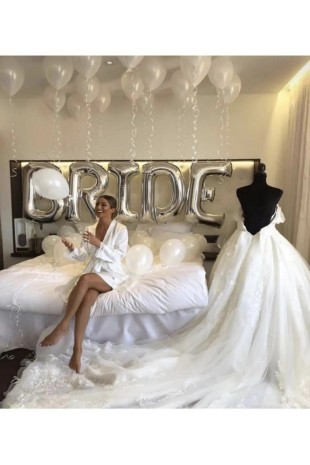 Bkmc Gümüş Bride Folyo Balon 20 Adet Metalik Beyaz Balon Set