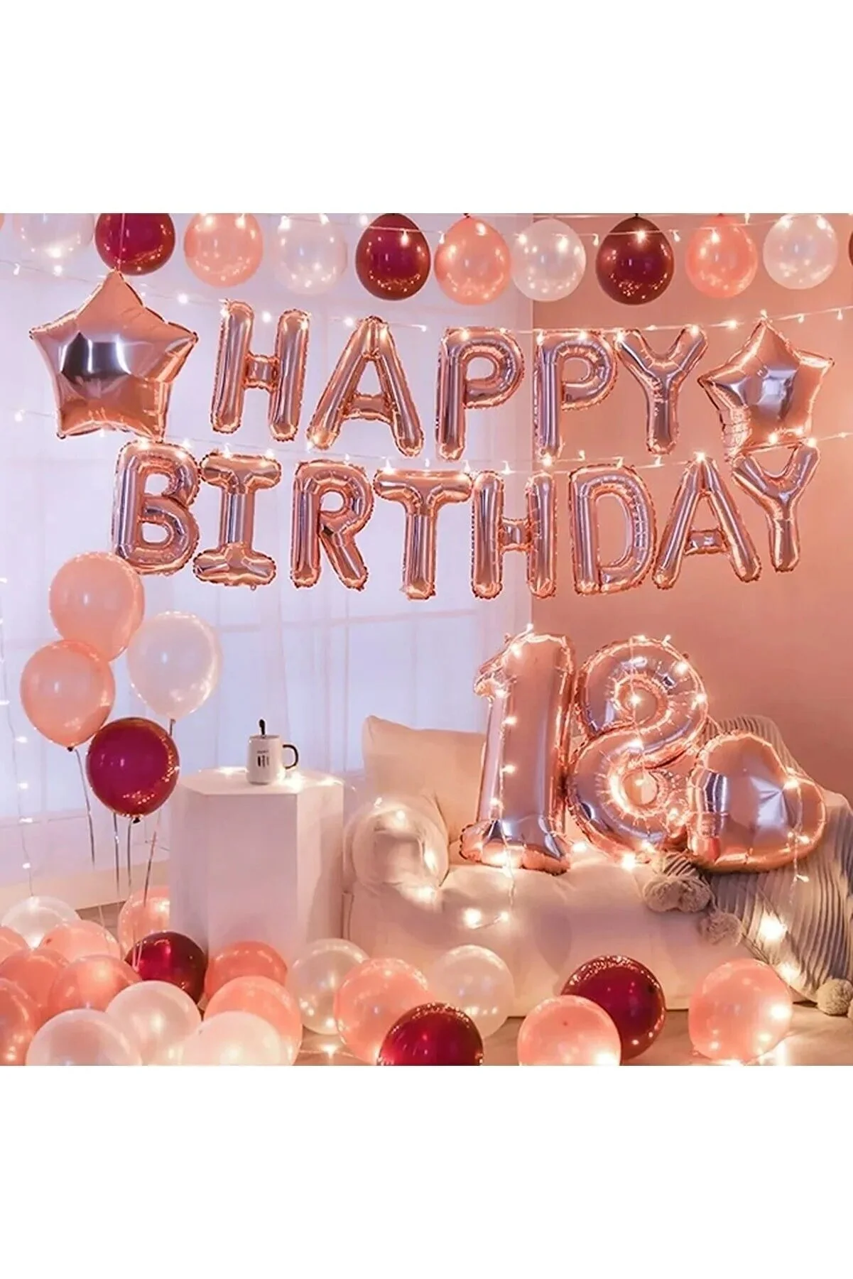 Bkmc Rose Gold Lüks Yaş Happy Bırthday Doğum Günü Parti Süsü